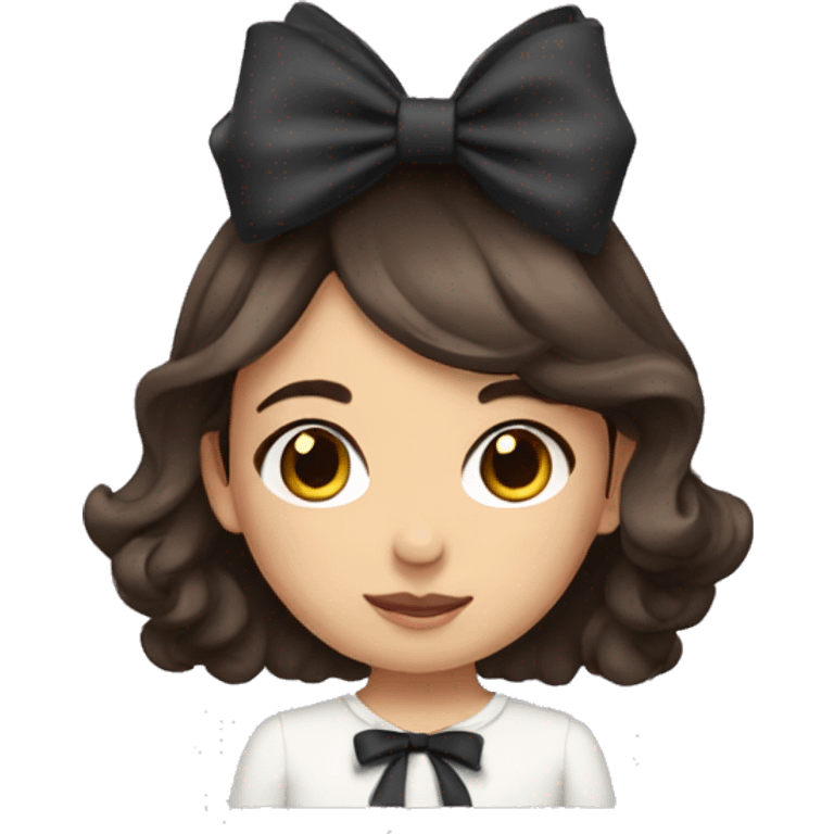 cute girl with dark brown hair with bow in hair emoji