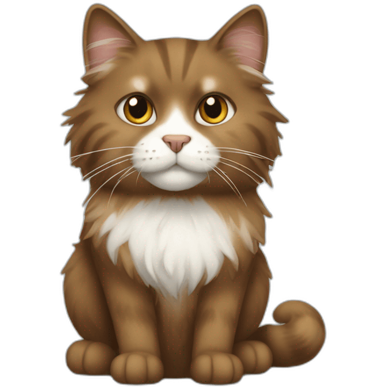 brown, fluffy cat with a white muzzle completely emoji