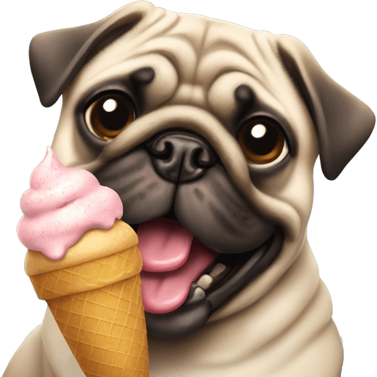 Pug eating ice cream  emoji