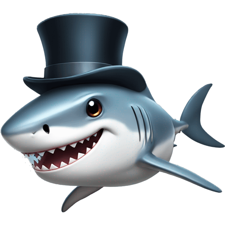 Shark with a top hat emoji