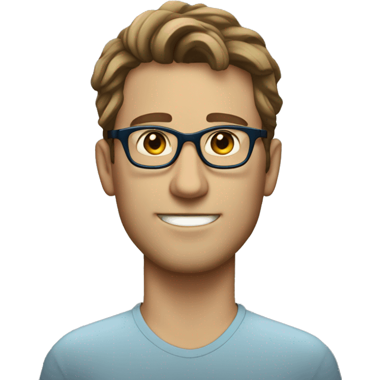 tall white man with wavy short brunette hair and blue eyes wearing glasses emoji