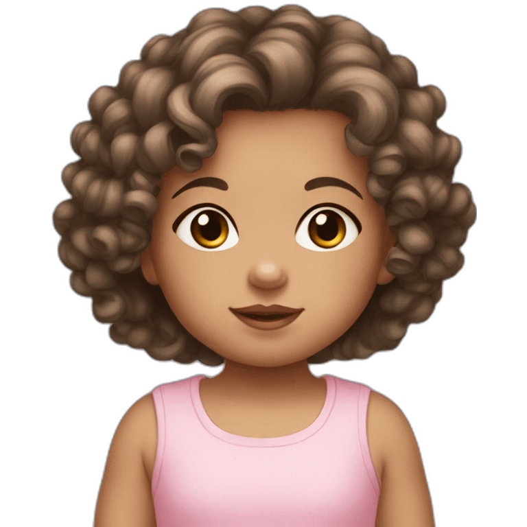 Baby Girl with dark Brown Short Curls and light skin emoji