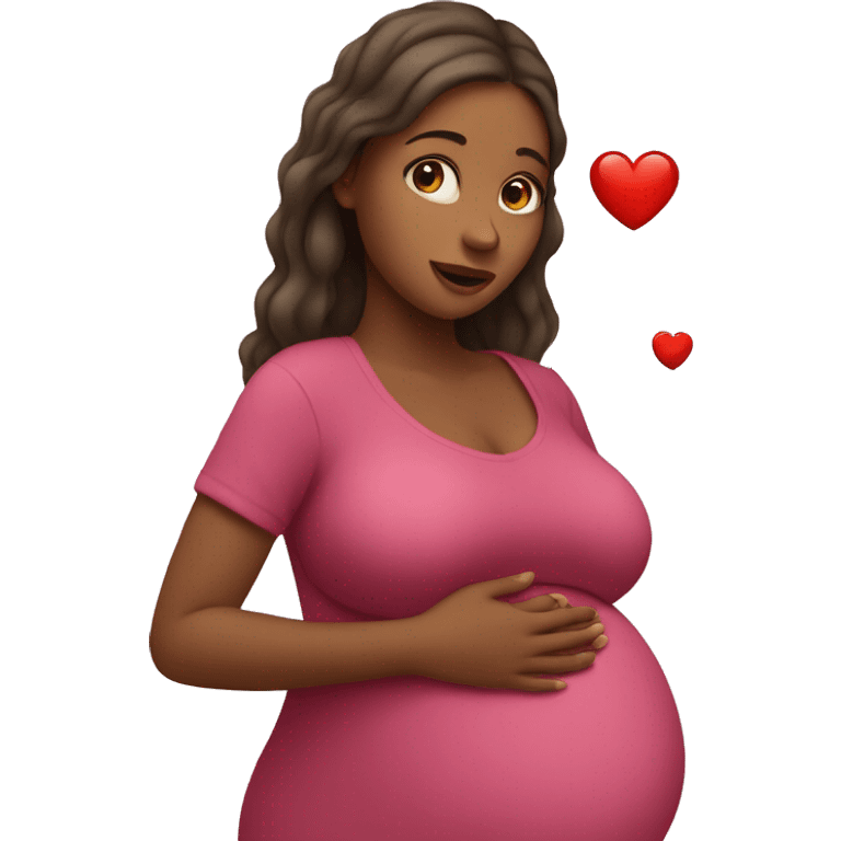 pregnant woman showing a heart emoji