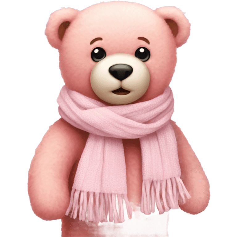 pastel pink teddy bear with scarf emoji