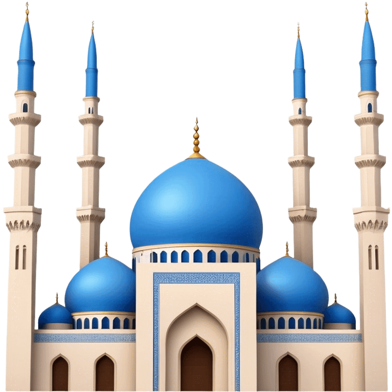 Realistic Mohammad Al-Amin Mosque Landmark Emoji, highlighting its striking blue dome, tall minarets, and elegant Arabic calligraphy. emoji