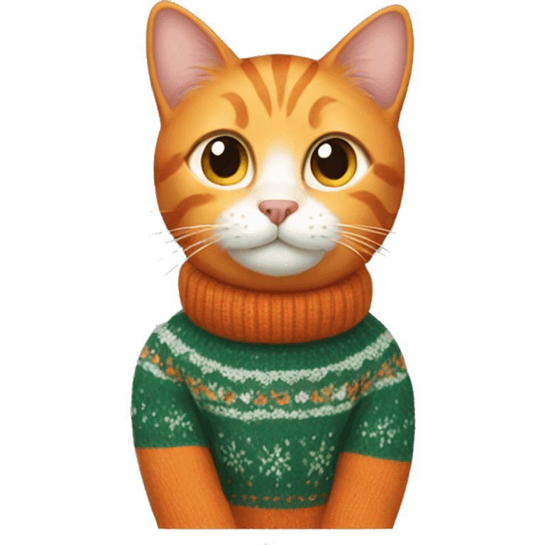 orange cat with winter sweater emoji