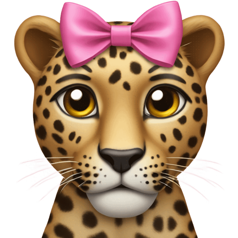 leopard with a pink bow on its head emoji