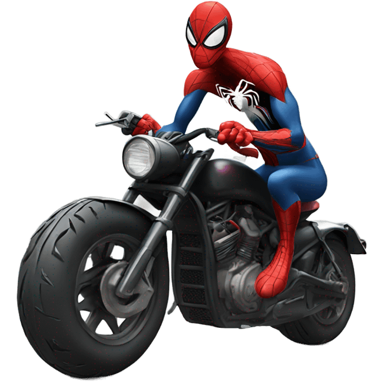 Monster spider man that looks like venom on a motorcycle  emoji