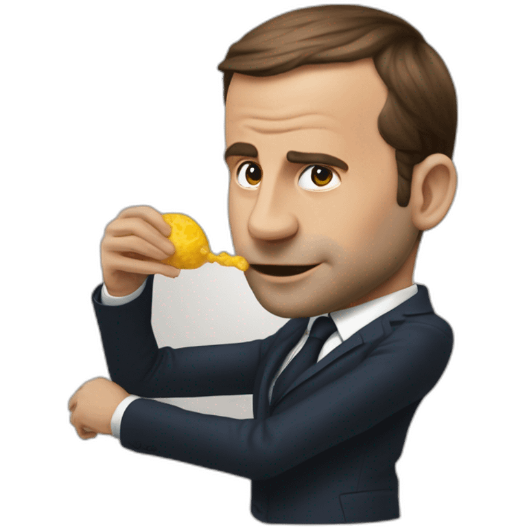 macron mange une sucette emoji