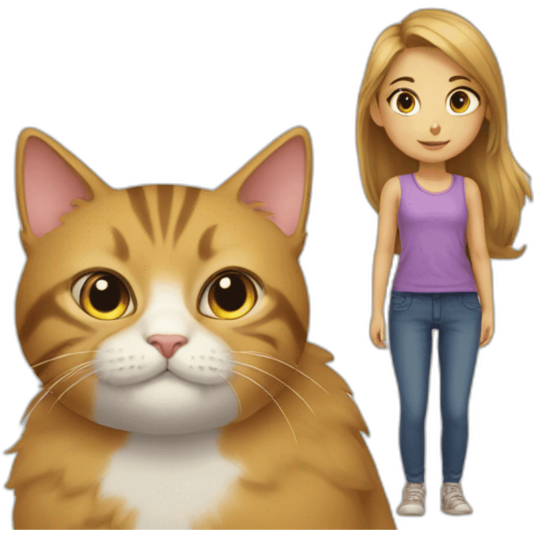 Cat with girl emoji