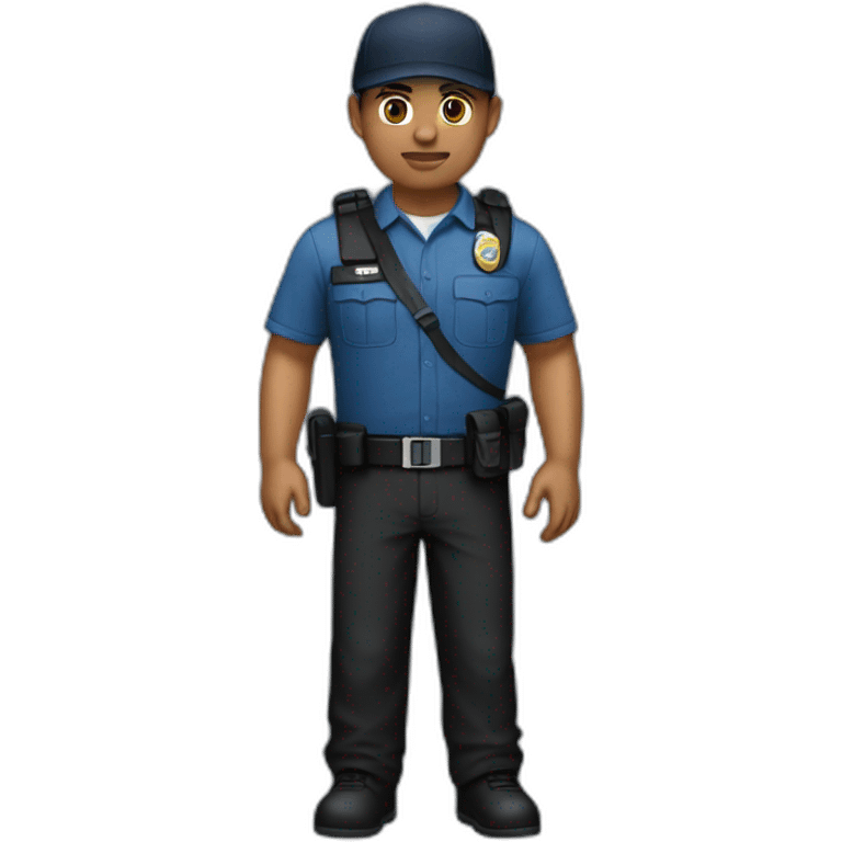 private security with blue shirt, black pants and black cap, without vest emoji