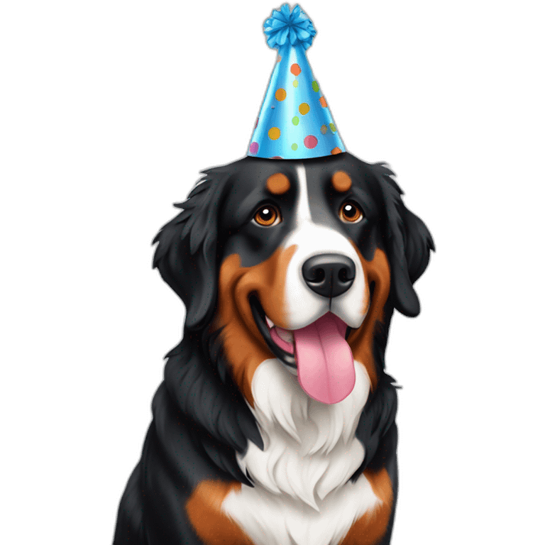 Bernese Mountain Dog Party Hat emoji