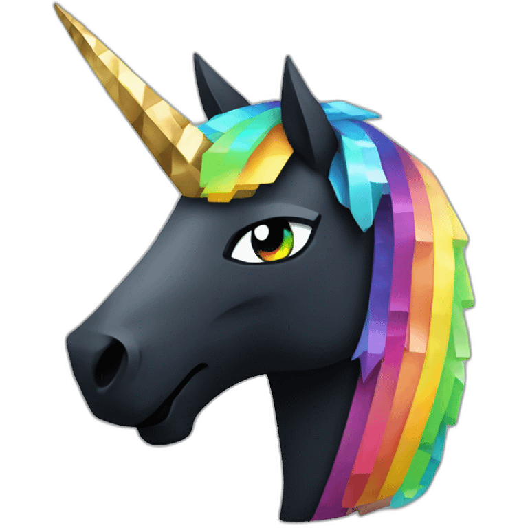 Minecraft Rainbow Black Unicorn Head With Diamond Horn emoji