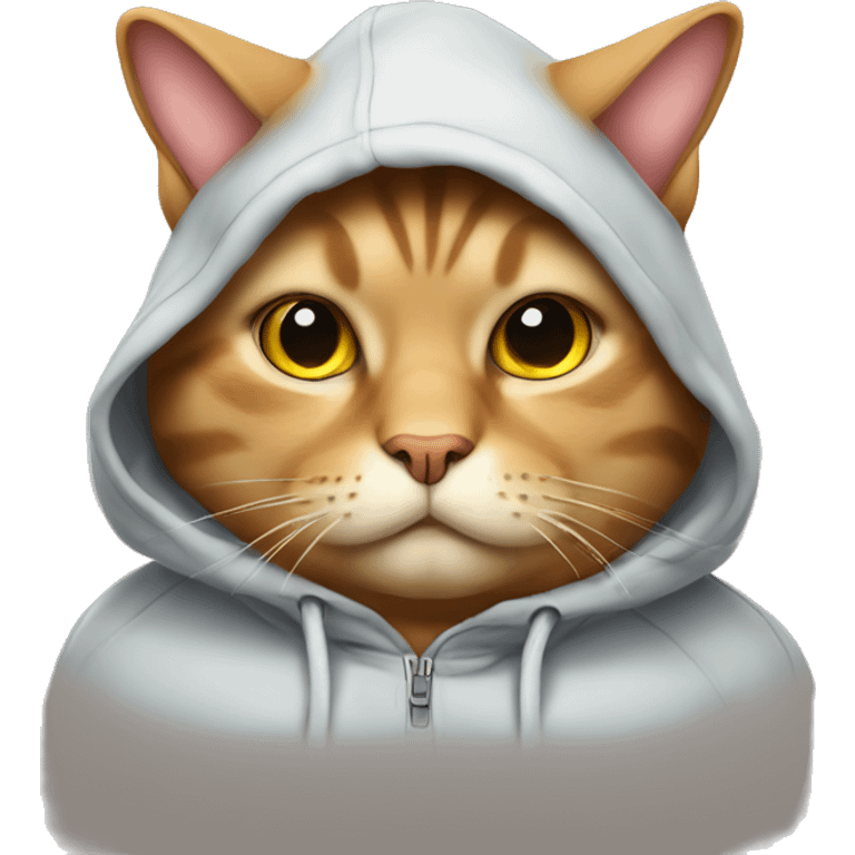 Fat cat wearing a hoodie emoji