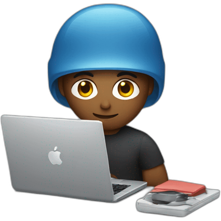 Video editor with his apple laptop emoji