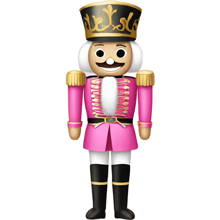 Nutcracker wearing pink emoji