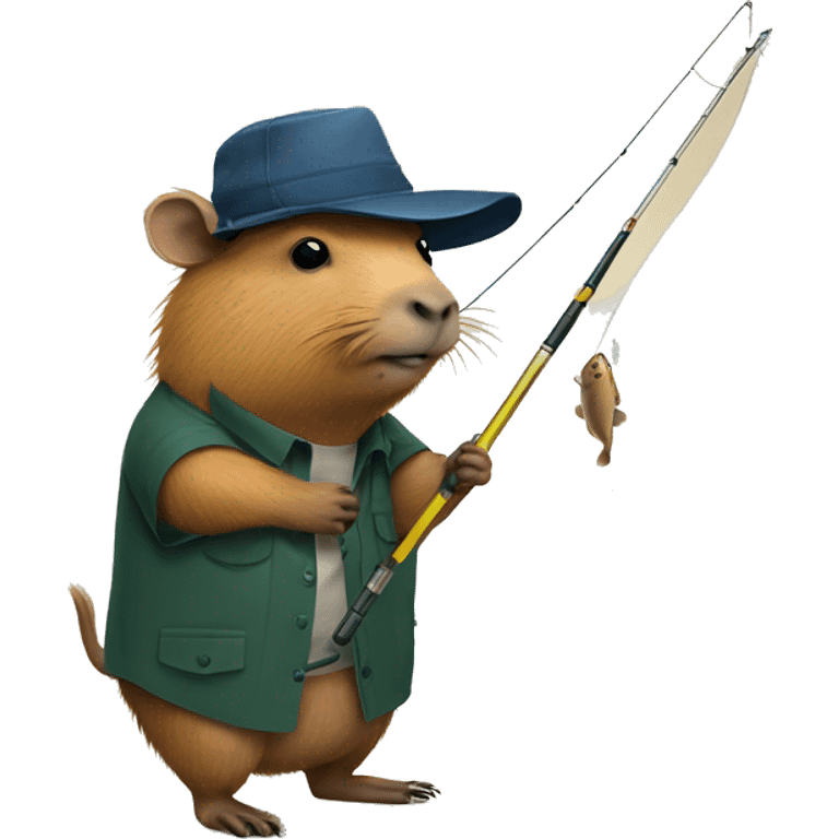 capybara with fishing rod tattoo and a collared shirt emoji