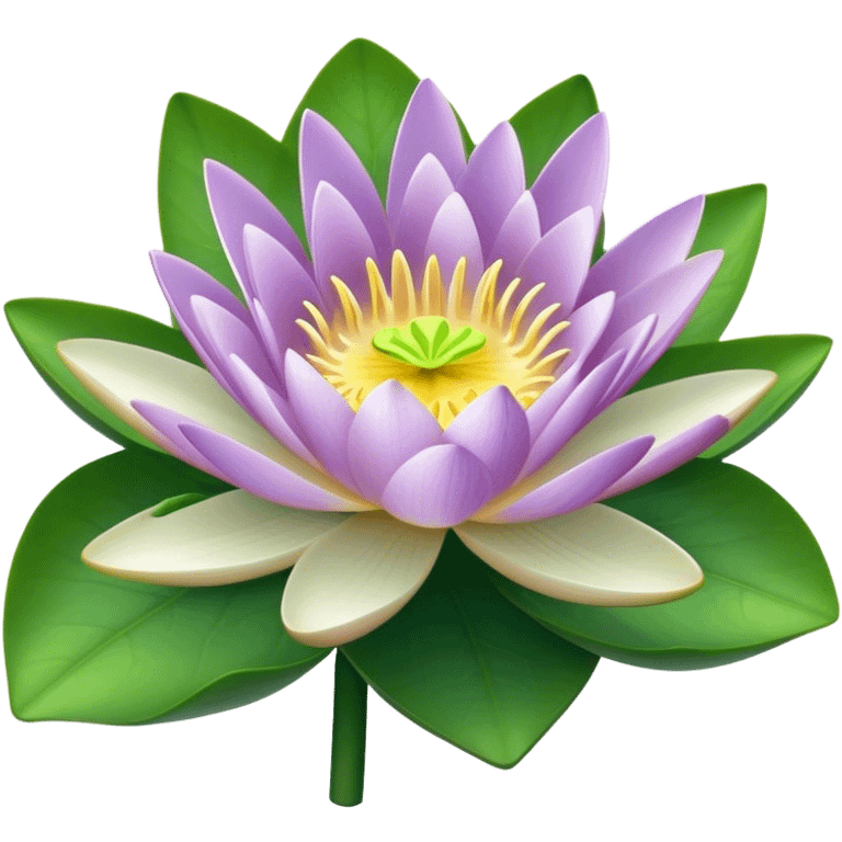 single white purple Water Lily, 
straight stem emoji