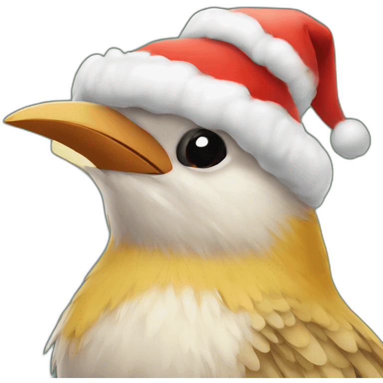 bird with christmas hat emoji