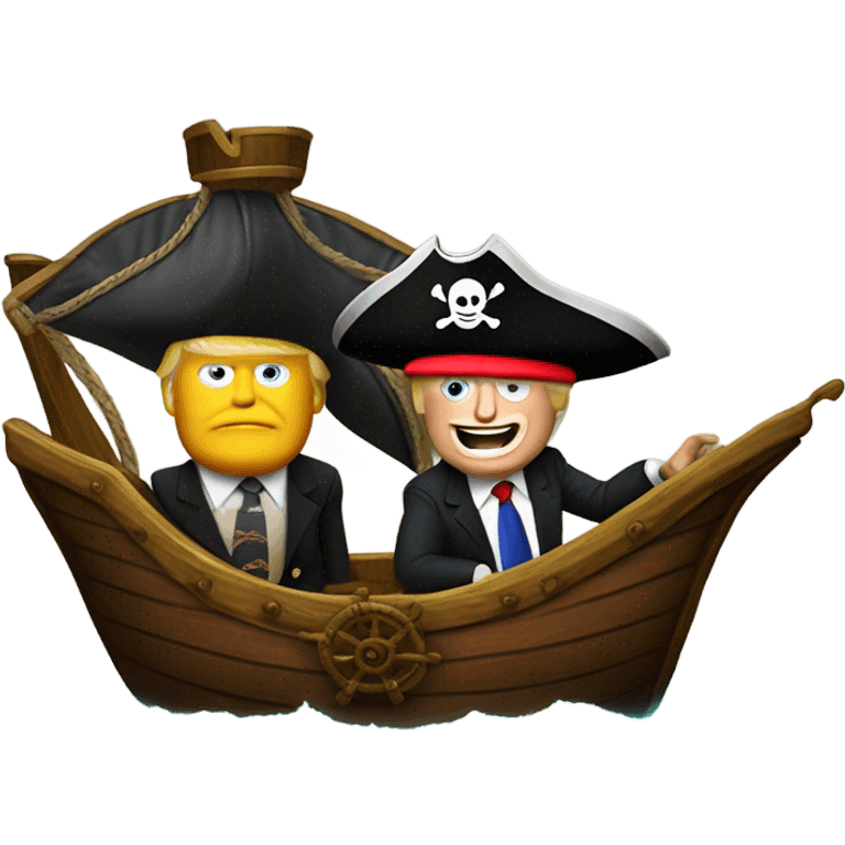 Elon mush and Donald trump on pirate ship  emoji