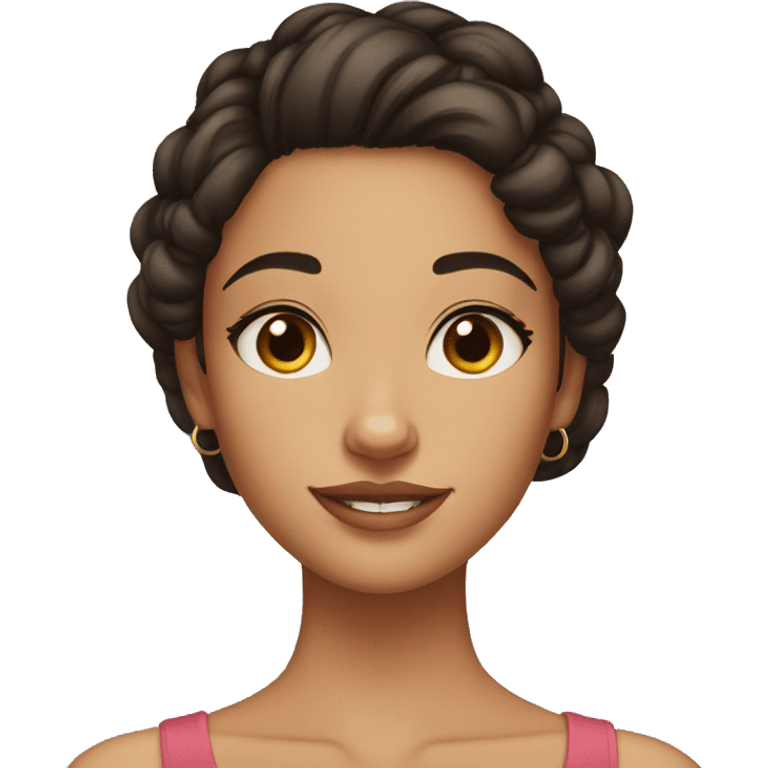 girl, big nose, black hair in bun, hoop earrings, brown eyes, tan skin, freckles emoji