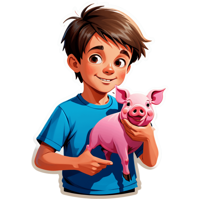 Boy and pig emoji