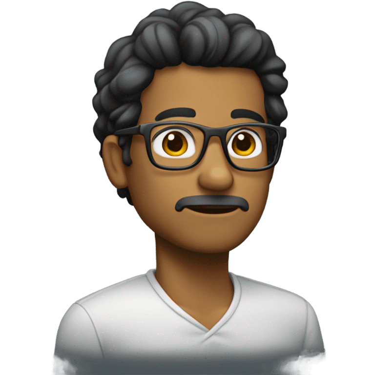 chico de pelo largo con lentes  emoji