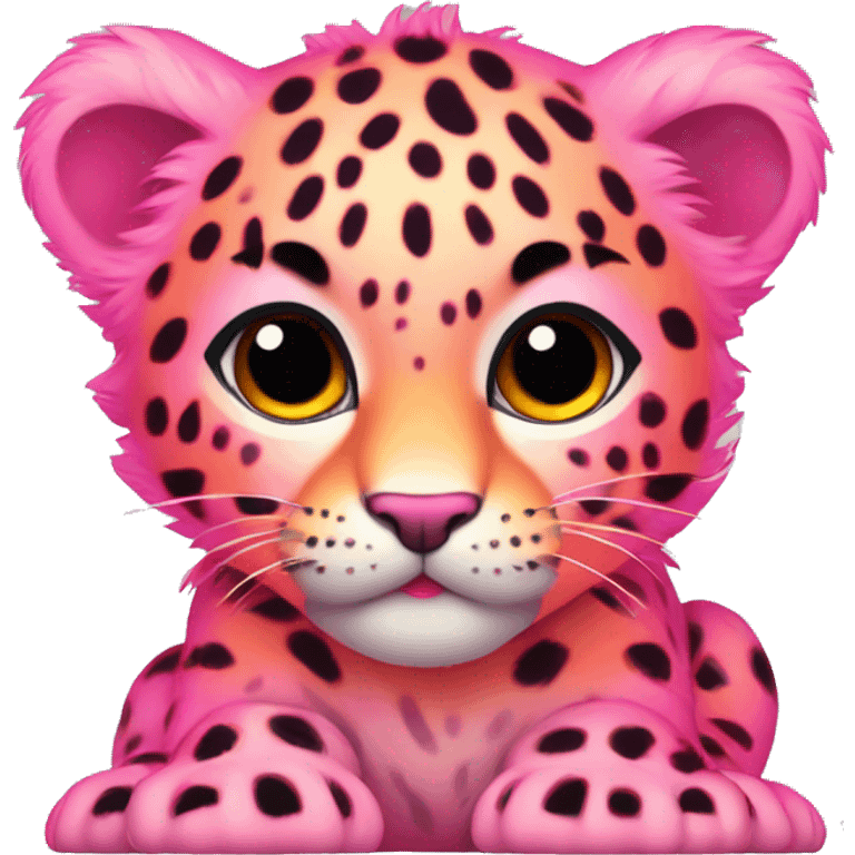 neon pink orange leopard cub emoji