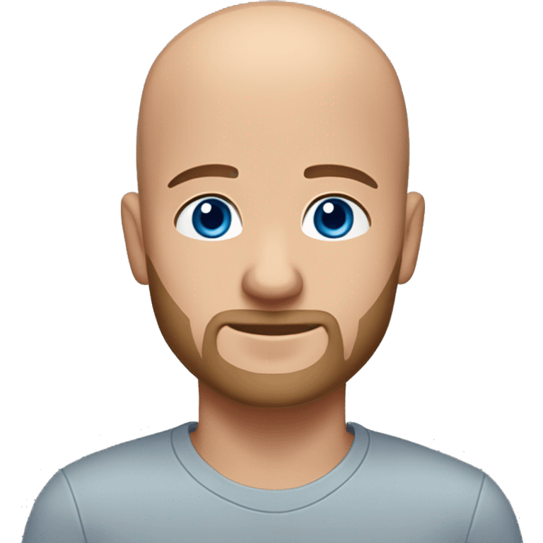  bald white man with blue eyes, brown hair with some light gray in, and a brown goatee with an orange tint and hints of gray emoji