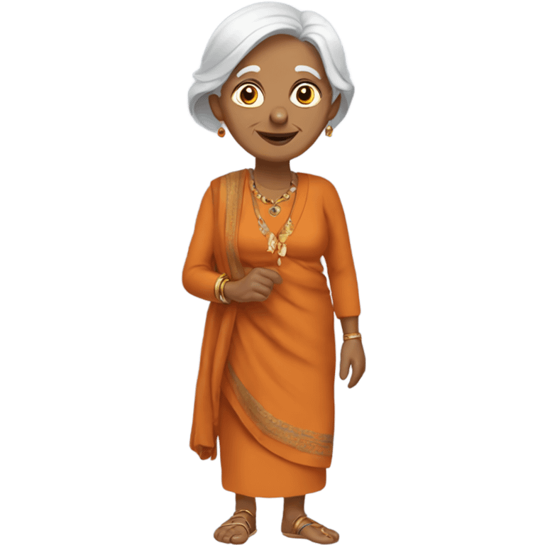 old lady walking wearing Indian outfit  emoji