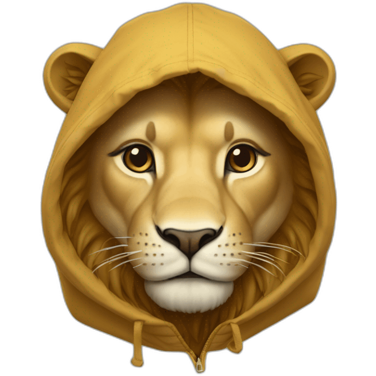 Lion avec un cagoule emoji