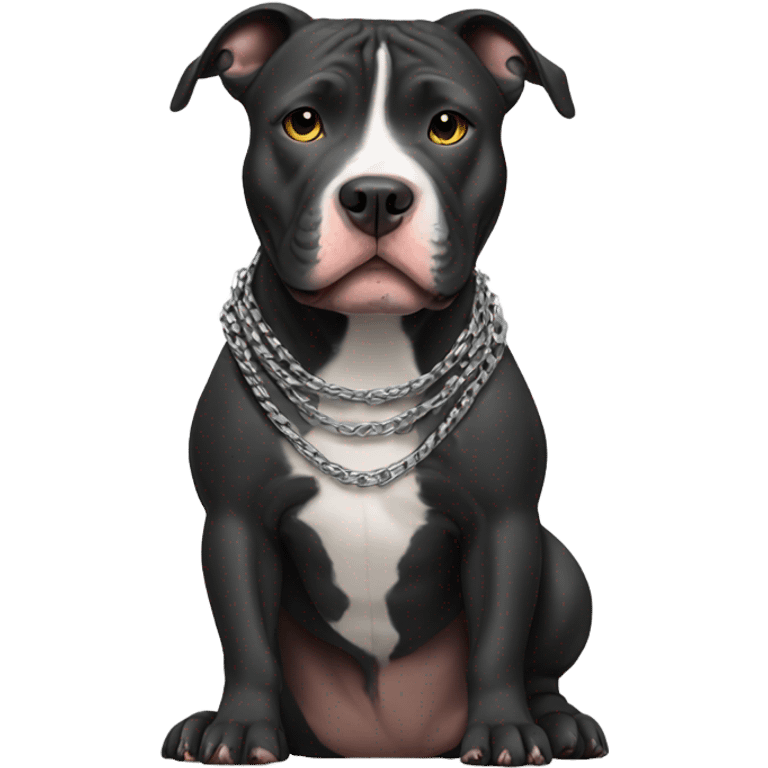 Pitbull wearing a chain emoji