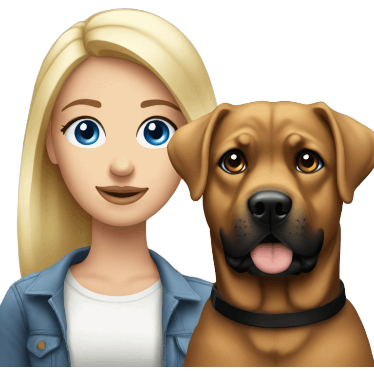 Blue eyed Pretty blonde woman with Rottweiler  emoji