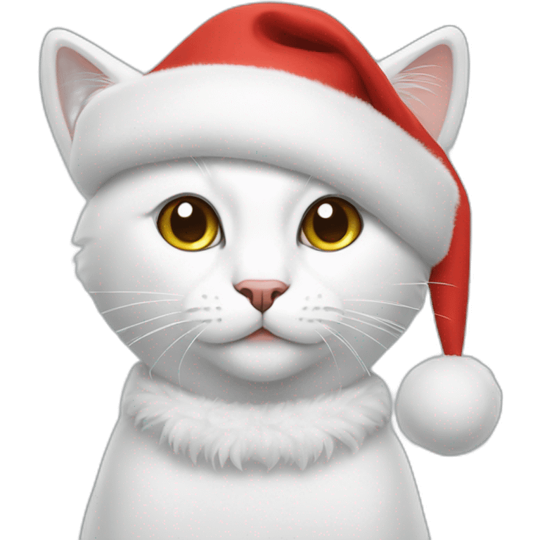 white cat with christmas hat emoji