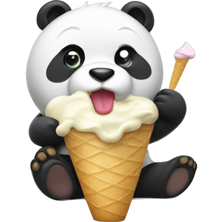 Panda eating ice cream emoji