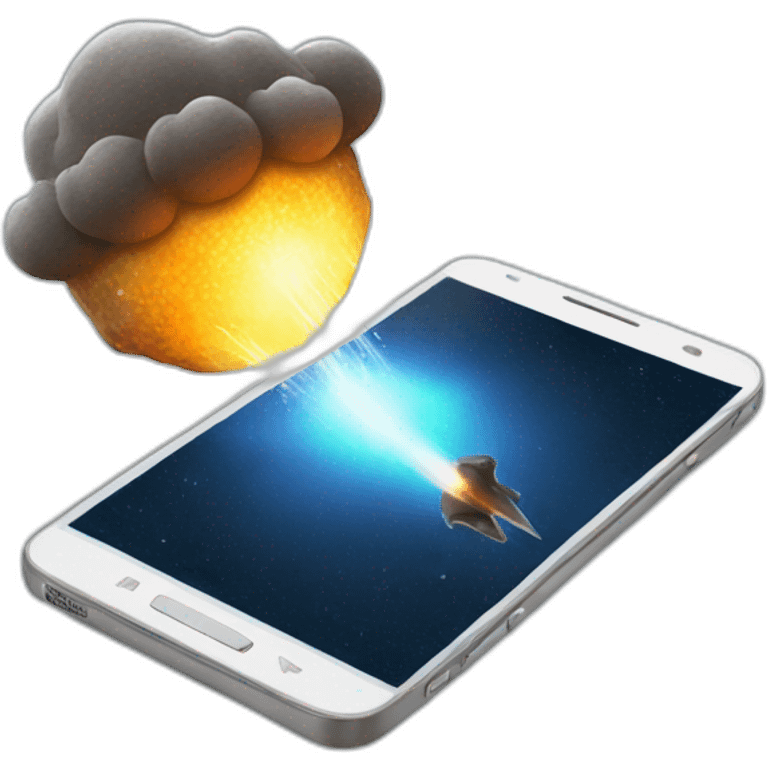 a meteor hitting a cell phone emoji