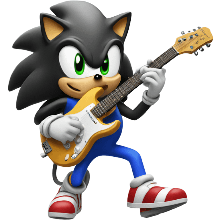 Sonic the hedgehog playing a guitar emoji