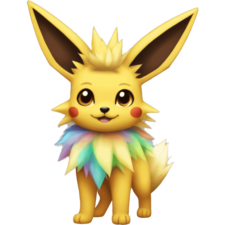 Jolteon-Flareon-Eevee with colorful stripes full body emoji