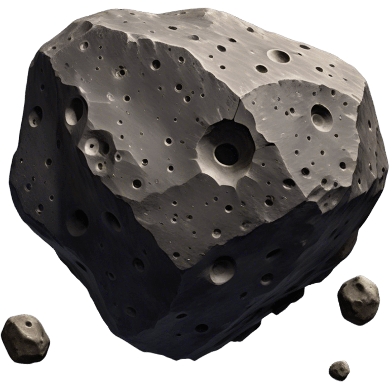  Cinematic Realistic Asteroid – A massive, irregularly shaped rock floating through the void, its cratered and pitted surface showing signs of ancient impacts. The harsh light from a nearby star reveals detailed textures and rugged, jagged edges. emoji