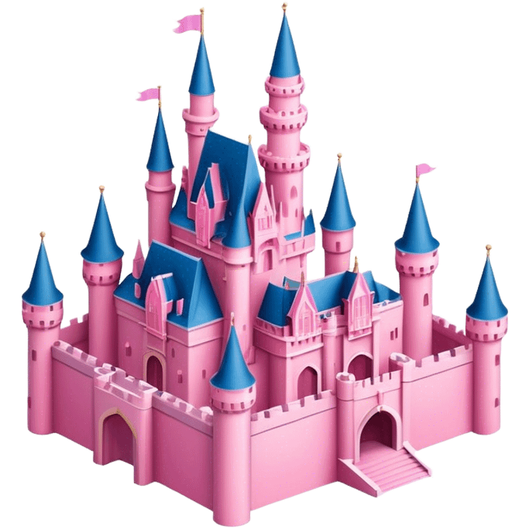 Pink Disney world castle, isometric exterior view  emoji