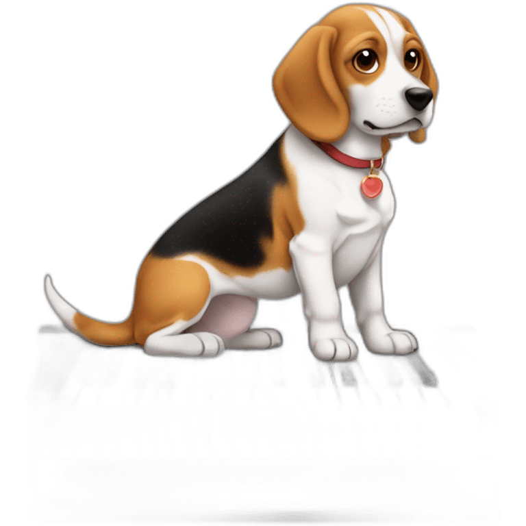 chien beagle assis a coté d'un piano emoji