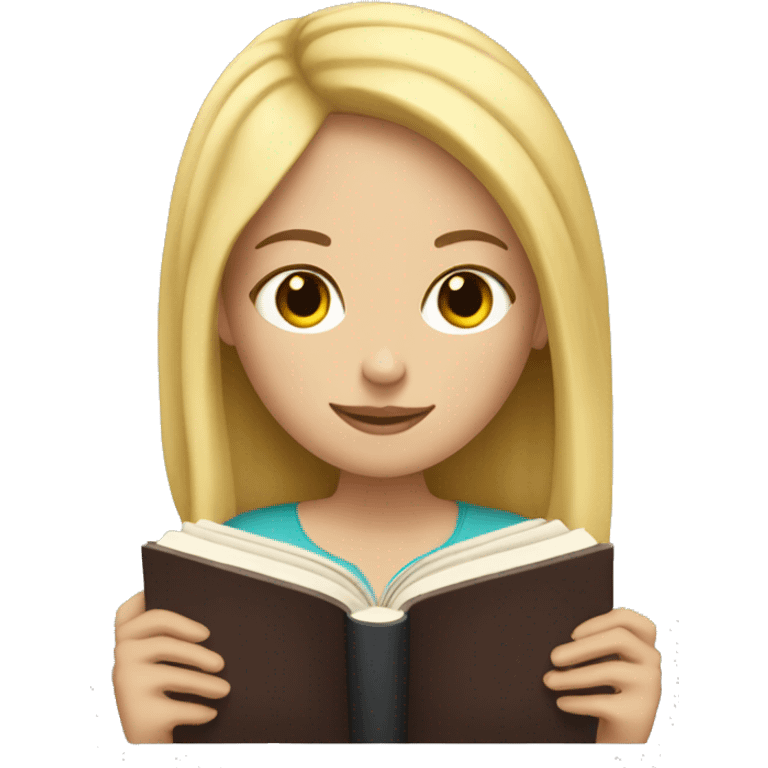 White girl with blonde hair reading a book emoji