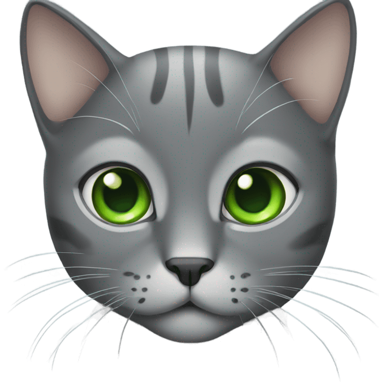 Grey cat with green eyes emoji