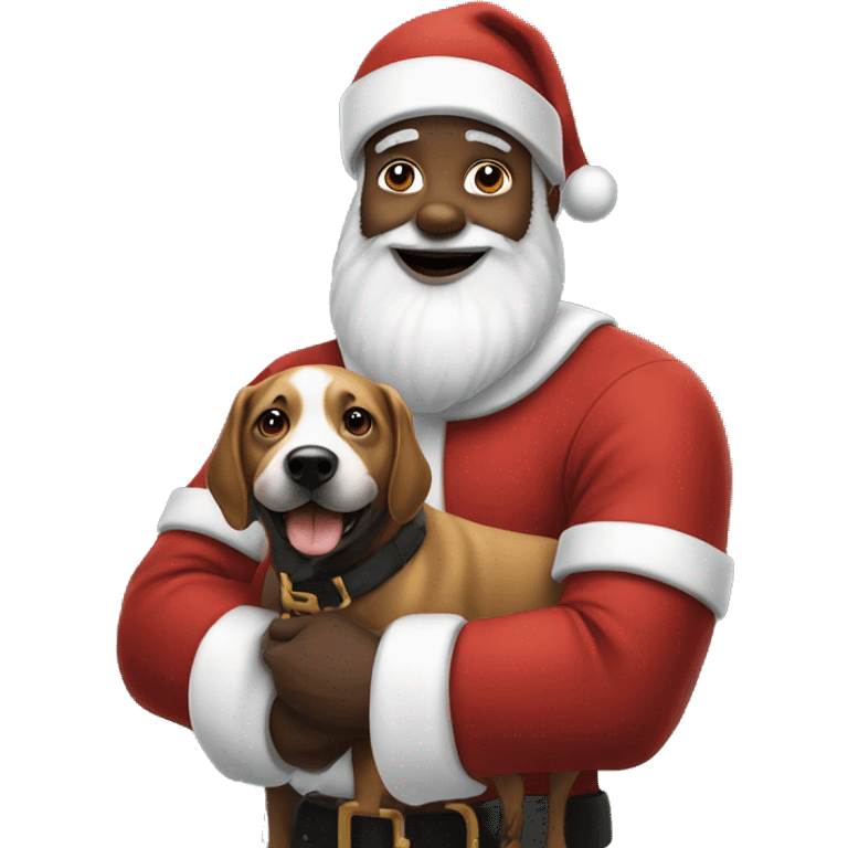 Black Santa with dog emoji