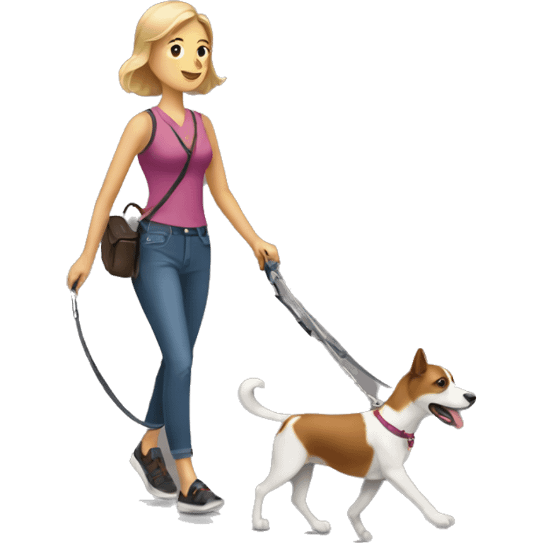 Woman walking a dog on a leash emoji