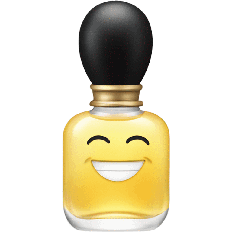 smiling perfume with black cap emoji