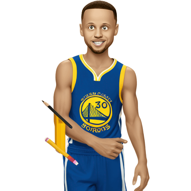 Stephen Curry with a pencil of his nose emoji