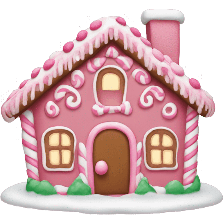 Pink gingerbread house emoji