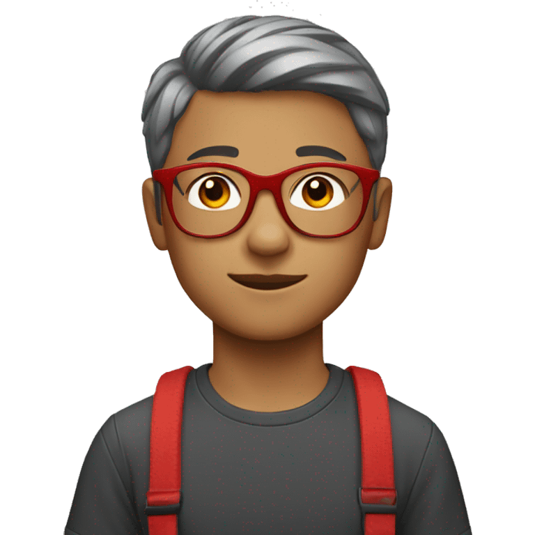 male, 12 year old, red glasses, red braces, short hair emoji