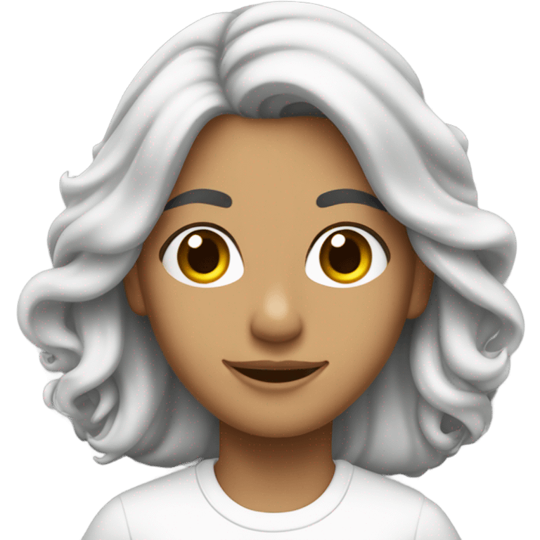 Blanca,con cabello largo,Ondulado y castaño emoji